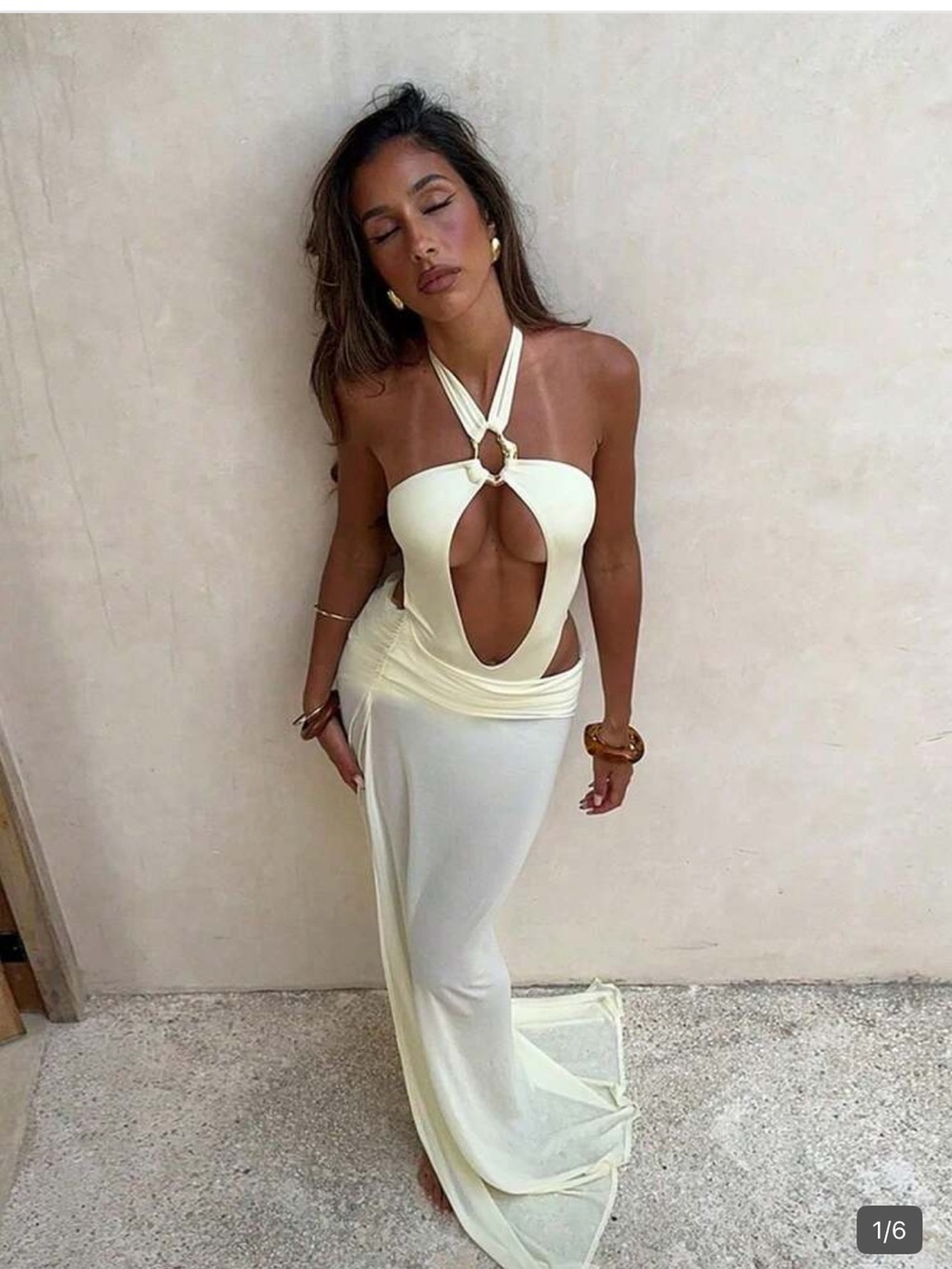 Asymmetrical one piece cream butter yellow bikini